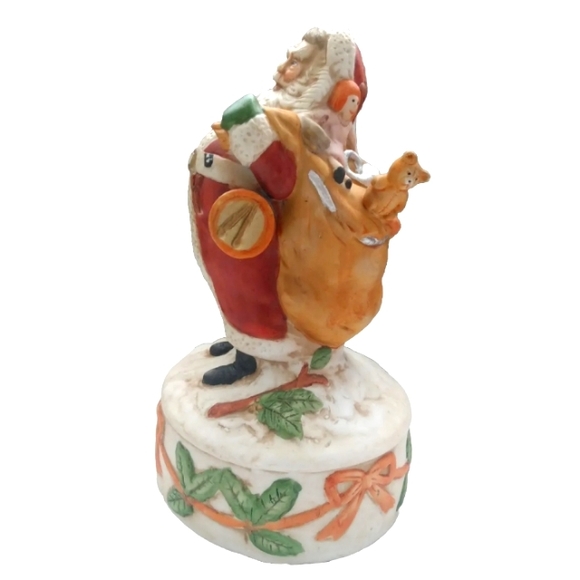 Vintage Brinn's Santa Music Box Wind Ups Santa Claus Is Coming To Town Rotating - Picture 3 of 6